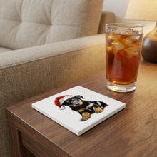 Beauceron Puppy Drawing ceramic coasters set of 4, lifestyle