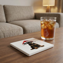 German Pinscher Puppy ceramic coasters set of 4, lifestyle