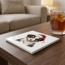 Collie Puppy Drawing ceramic coasters set of 4, lifestyle