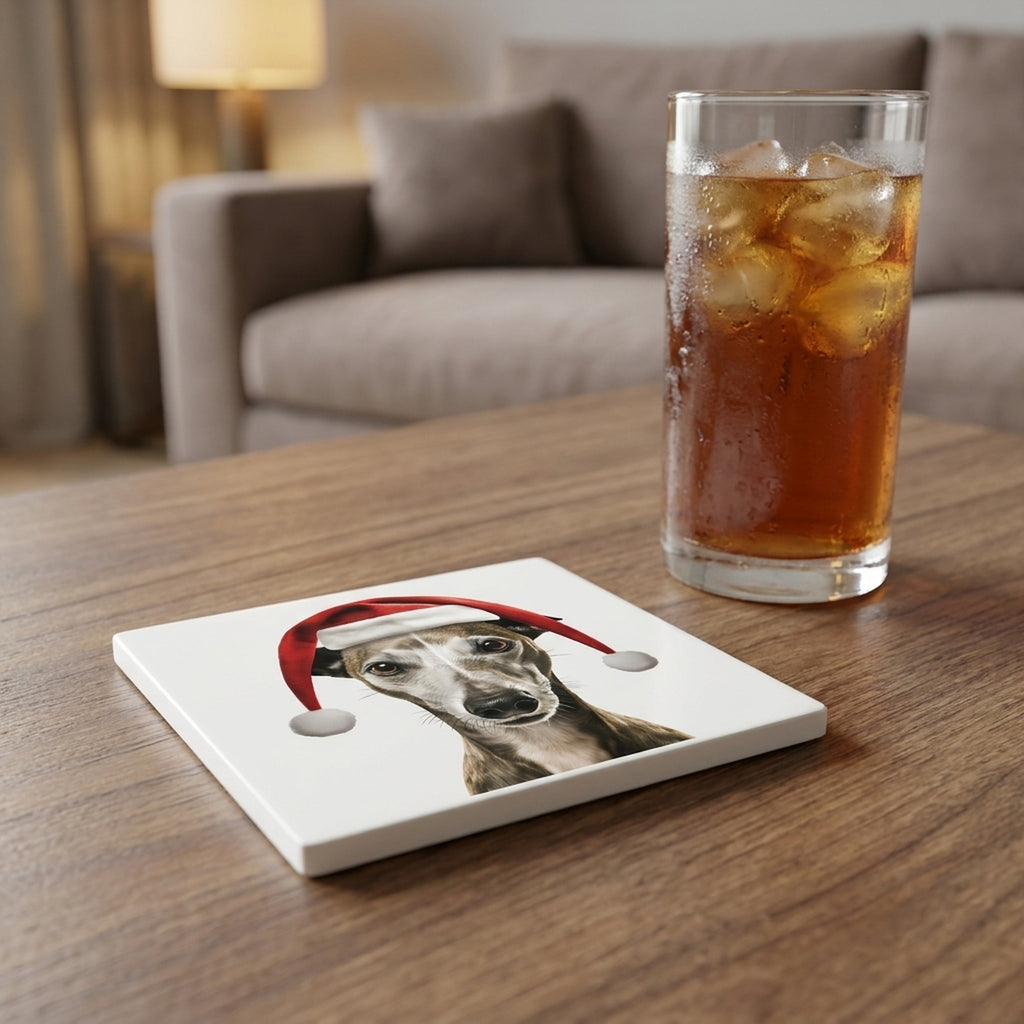 Whippet ceramic coasters set of 4, lifestyle
