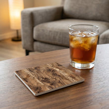 Rustic Wood Grain ceramic coasters set of 4, lifestyle