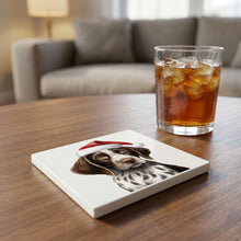 Pointer Puppy Drawing ceramic coasters set of 4, lifestyle