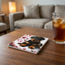 Rottweiler ceramic coasters set of 4, lifestyle