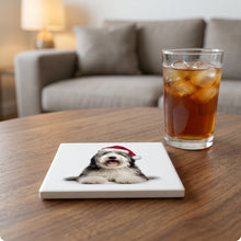 Old English Sheepdog ceramic coasters set of 4, lifestyle