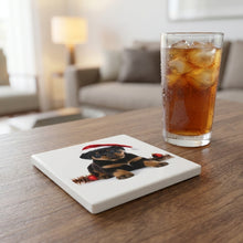 Rottweiler Puppy ceramic coasters set of 4, lifestyle