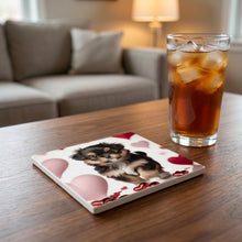 Pomeranian ceramic coasters set of 4, lifestyle