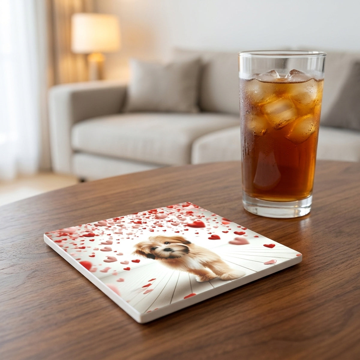 Havanese ceramic coasters set of 4, lifestyle