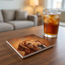 Golden Retriever Portrait ceramic coasters set of 4, lifestyle