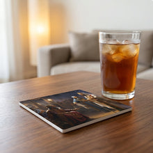 Starry Night Magi ceramic coasters set of 4, lifestyle