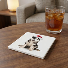 Siberian Husky ceramic coasters set of 4, lifestyle