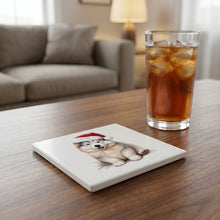 Alaskan Malamute Puppy Drawing ceramic coasters set of 4, lifestyle