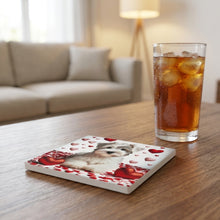Miniature Schnauzer ceramic coasters set of 4, lifestyle