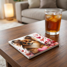 Chihuahua ceramic coasters set of 4, lifestyle