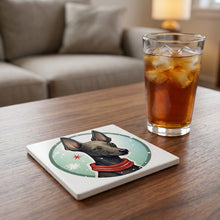 Xoloitzcuintli ceramic coasters set of 4, lifestyle