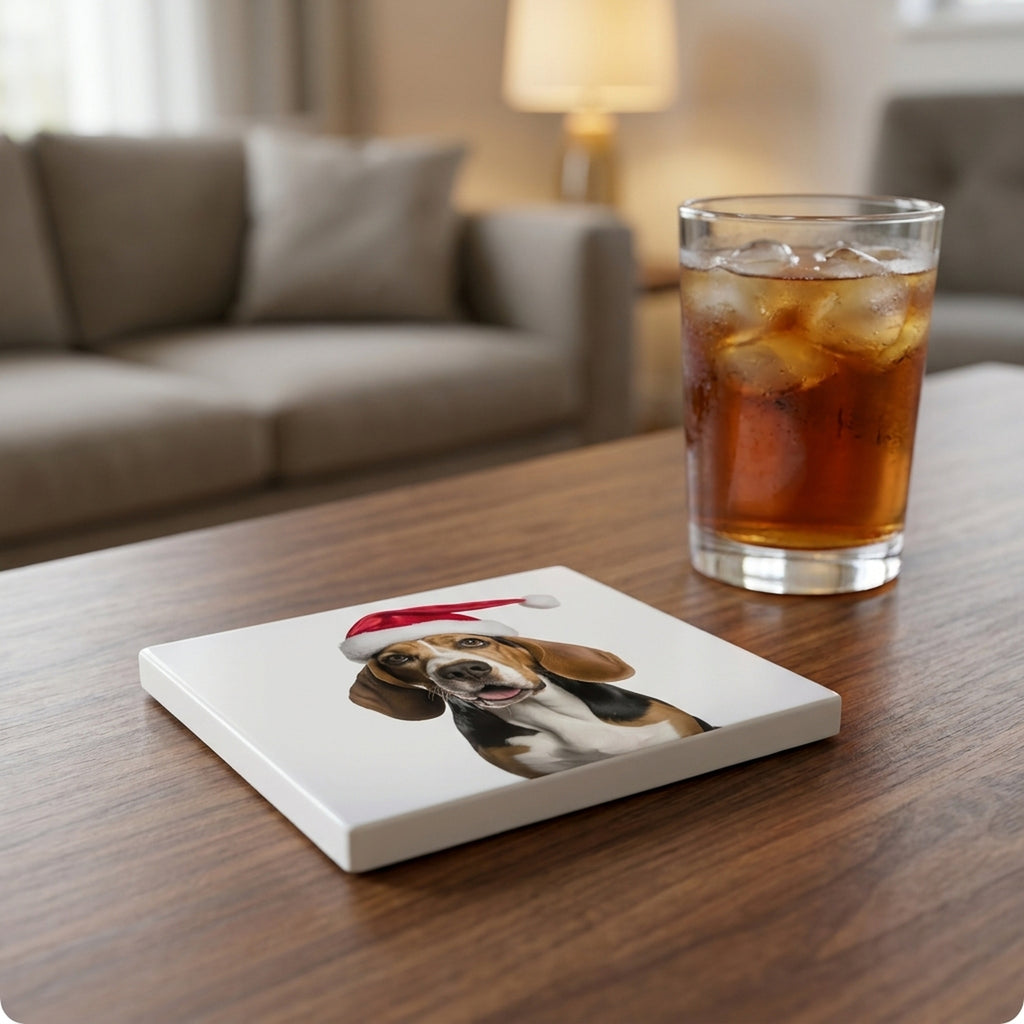 Treeing Walker Coonhound ceramic coasters set of 4, lifestyle