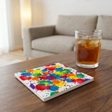 Paint Splatter ceramic coasters set of 4, lifestyle