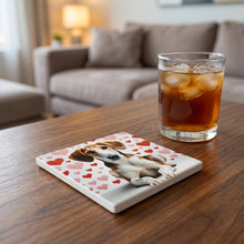Beagle ceramic coasters set of 4, lifestyle