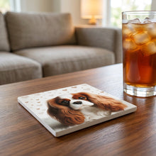 Cavalier King Charles Spaniel ceramic coasters set of 4, lifestyle