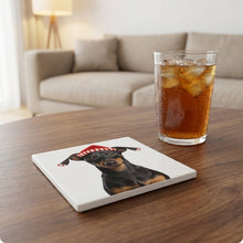 Manchester Terrier ceramic coasters set of 4, lifestyle