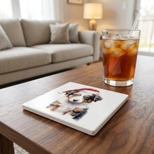 Australian Shepherd Puppy Drawing ceramic coasters set of 4, lifestyle