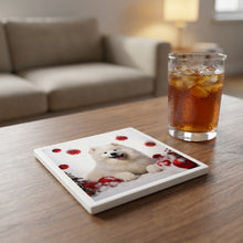 Samoyed ceramic coasters set of 4, lifestyle