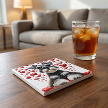 Miniature Schnauzer ceramic coasters set of 4, lifestyle