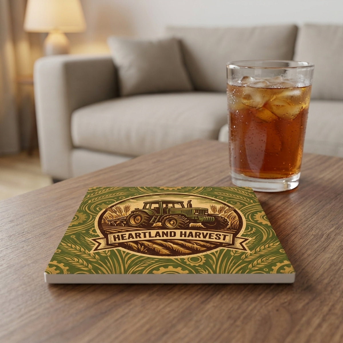 Farm Agriculture ceramic coasters set of 4, lifestyle