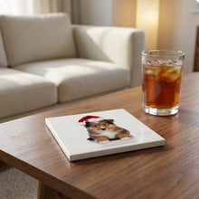 Shetland Sheepdog Puppy ceramic coasters set of 4, lifestyle