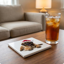 Leonberger ceramic coasters set of 4, lifestyle