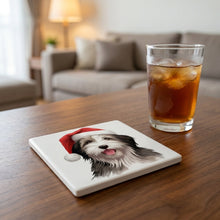 Bearded Collie Puppy Drawing ceramic coasters set of 4, lifestyle