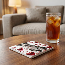 Boston Terrier ceramic coasters set of 4, lifestyle