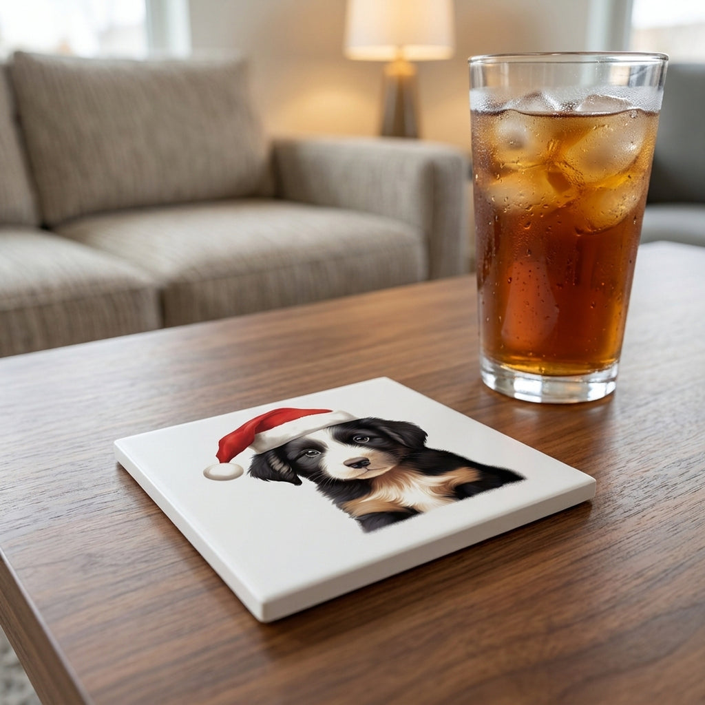 Lagotto Romagnolo Puppy Drawing ceramic coasters set of 4, lifestyle