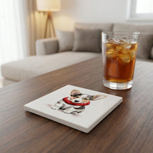 Cardigan Welsh Corgi Puppy Drawing ceramic coasters set of 4, lifestyle
