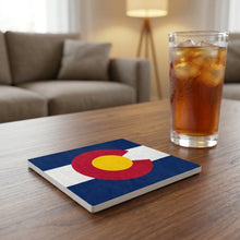 Colorado State Flag ceramic coasters set of 4, lifestyle
