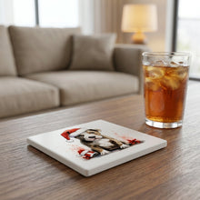 American Staffordshire Terrier Puppy Drawing ceramic coasters set of 4, lifestyle