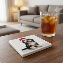 Tibetan Terrier ceramic coasters set of 4, lifestyle