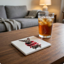 Xoloitzcuintli Puppy ceramic coasters set of 4, lifestyle