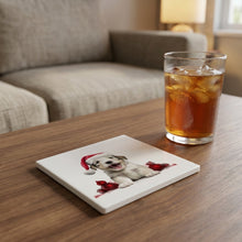 Sealyham Terrier Puppy ceramic coasters set of 4, lifestyle