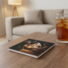 Starry Night Nativity ceramic coasters set of 4, lifestyle