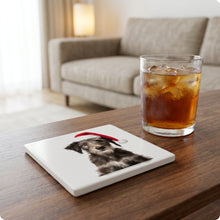 Scottish Deerhound Puppy ceramic coasters set of 4, lifestyle