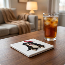 Bernese Mountain Dog ceramic coasters set of 4, lifestyle