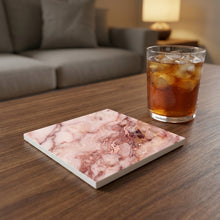 Blush Pink Marble ceramic coasters set of 4, lifestyle