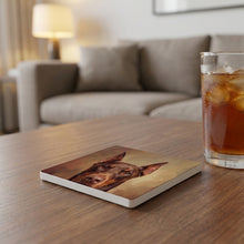 Doberman Portrait ceramic coasters set of 4, lifestyle
