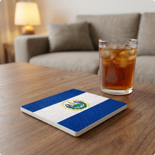 El Salvador Flag Pride ceramic coasters set of 4, lifestyle