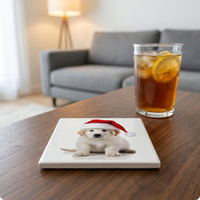 Kuvaszok Puppy ceramic coasters set of 4, lifestyle
