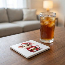 Lagotto Romagnolo ceramic coasters set of 4, lifestyle