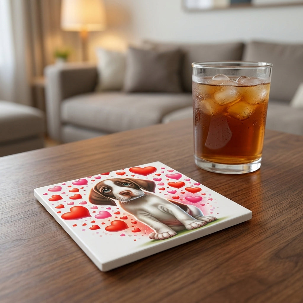 Pointer ceramic coasters set of 4, lifestyle