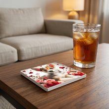 Pembroke Welsh Corgi ceramic coasters set of 4, lifestyle