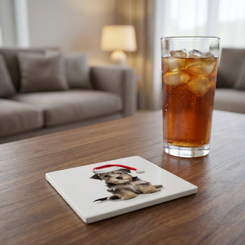 American Hairless Terrier ceramic coasters set of 4, lifestyle