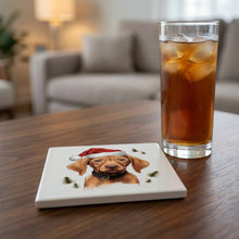 Vizsla Puppy Drawing ceramic coasters set of 4, lifestyle